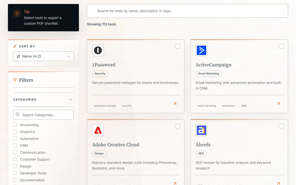 Tech Stack Tools Directory